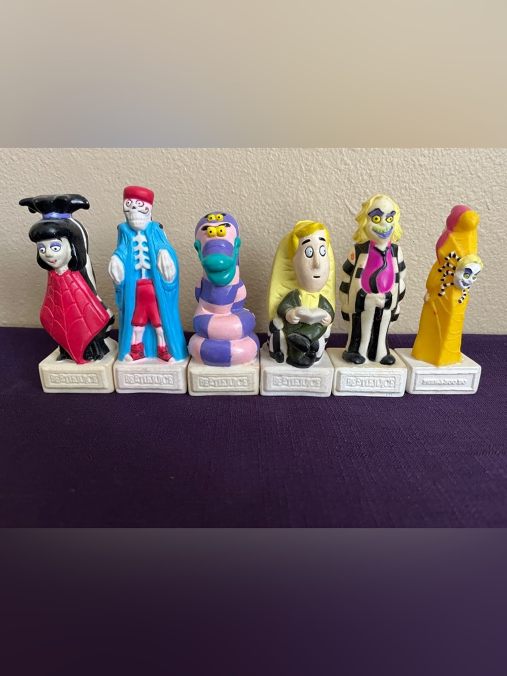 BEETLEJUICE 1989 BURGER KING Double Sided Figures Lot of 6  Kids Meal Toys